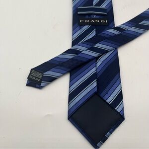 Frangi Men’s Navy and Light Blue Striped Men's Tie Silk 100% 3.5” W 56” L